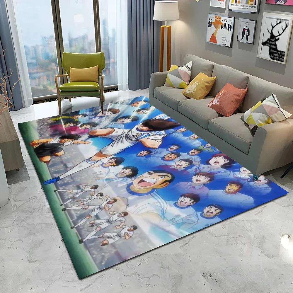 Anime Captain Tsubasa Fußball Cartoon Teppich für Zuhause Wohnzimmer Schlafzimmer Sofa Fußmatte Dekor, Kinder Teppich Rutschfeste Bodenmatte