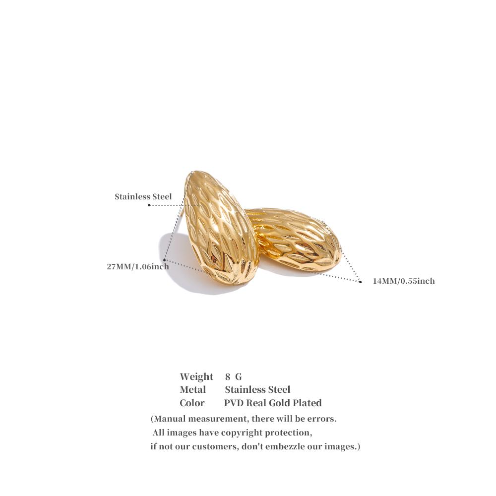 Eetit Stainless Steel Vintage Striped Geometric Stud Earrings for Women Minimalist Daily Wear Statement Jewelry Wholesale