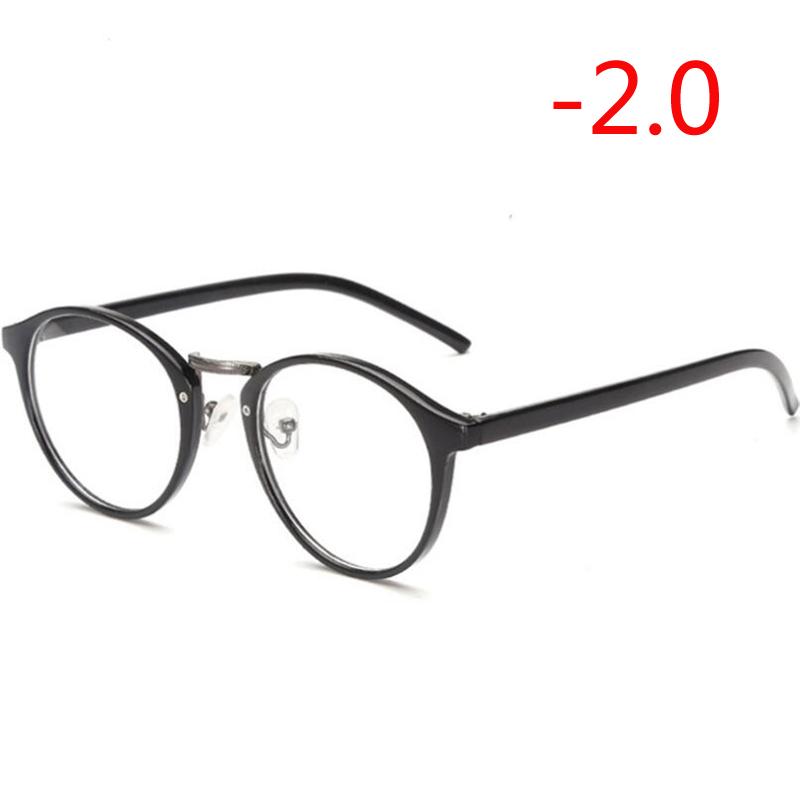 Diopter -1.0 -1.5 To -6.0 Round Finished Myopia Glasses Unisex Fashion Resin Lens Short-Sighted Eyewear Prescription Eyeglasses