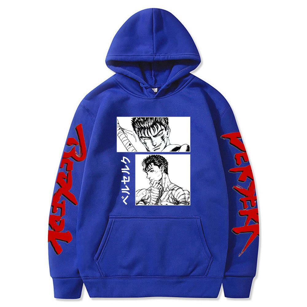 Men Hoodies Harajuku Japanese Anime Berserk Guts Posters Man Autumn Winter Fleece Streetwear