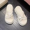 Sandals Fashion Casual Thick-soled Medium Heel 2025 Slippers Women's Outer Wear New Small Height Increase Summer Pearl Lazy