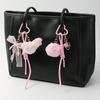 Autumn & Winter Sweet Casual Pompom Bow & Heart Woven Keychain Charm