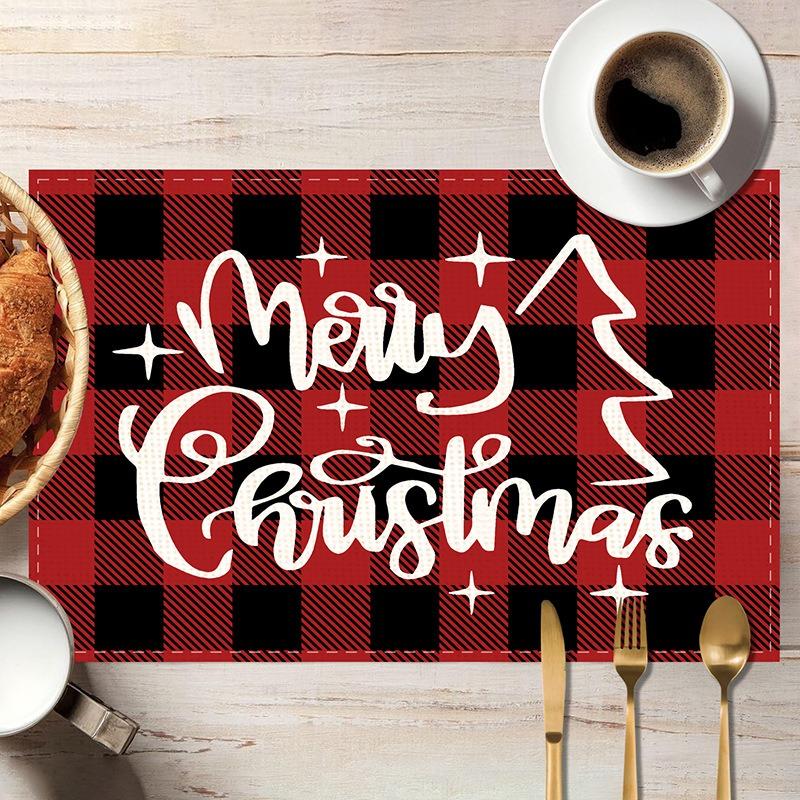 New Christmas Printed Placemats Cross-border Holiday Party Dining Table Thermal Insulation and Anti-pollution Dining Table Mats