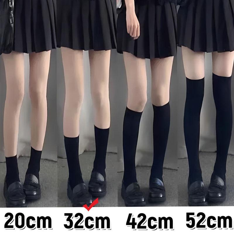 White Black Compression Slim Leg Socks Thin Summer Over Knee Long Thigh High JK Style for Women