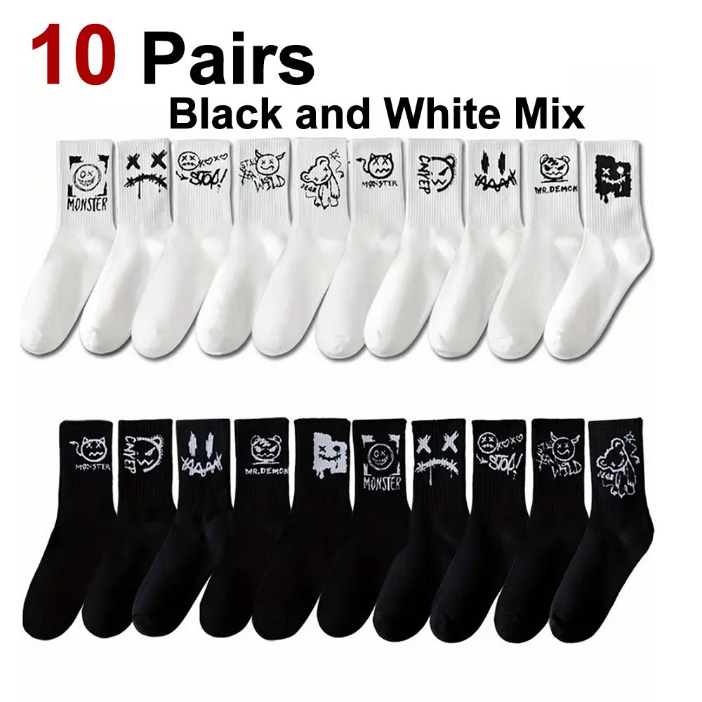 

5/10 пар мужских и женских носков с принтом граффити, уличные мягкие, удобные, впитывающие пот, дышащие, для пар, для спорта и отдыха One Size