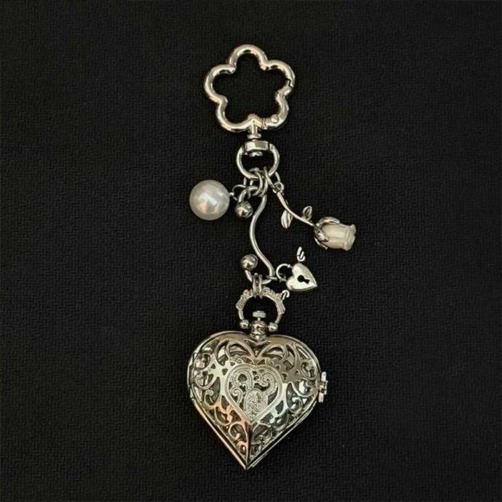 Mode Stil Hohlherz Taschenuhr Schlüsselanhänger Design Anhänger Schmuck Steampunk Uhr Paar