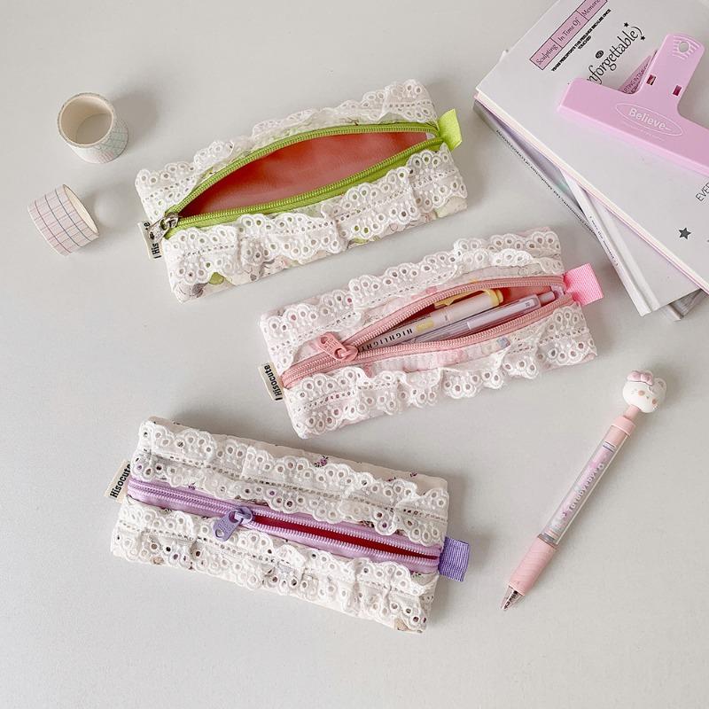 1 Pc Cute Korean Fashion Pencil Pouch Mini Kawaii Causal Jacquard Knitted Pencil Case Stationery Storage Bag Student Supplies