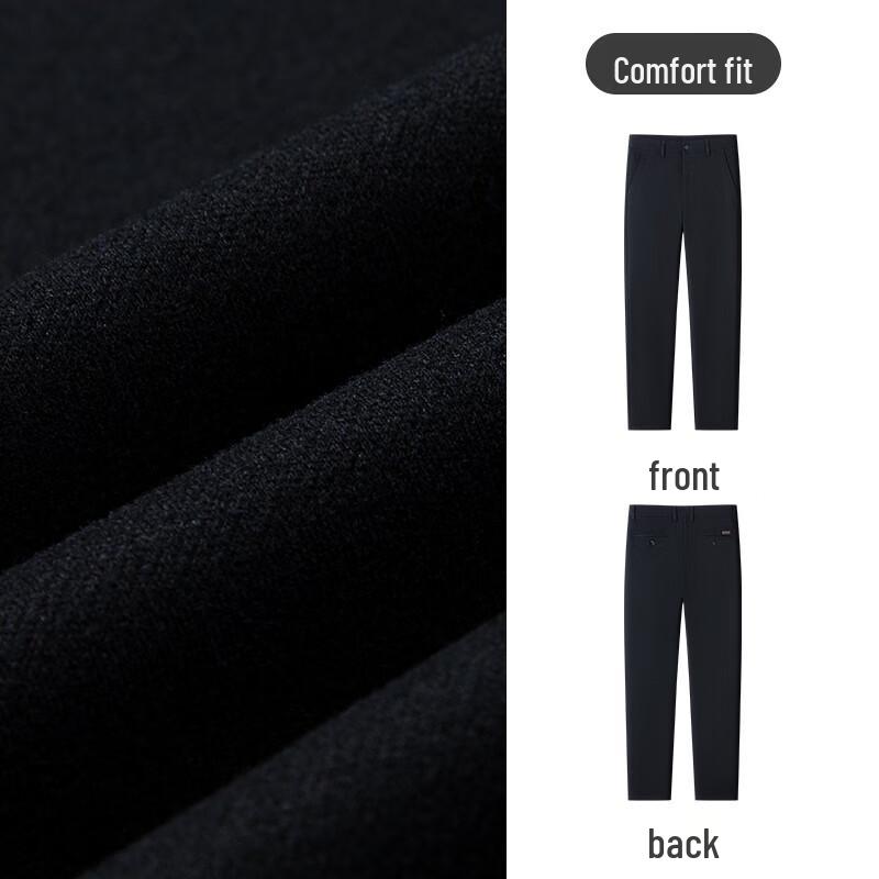 MONTAGUT Men's Warm Wool Blend Straight-Leg Business Casual Pants