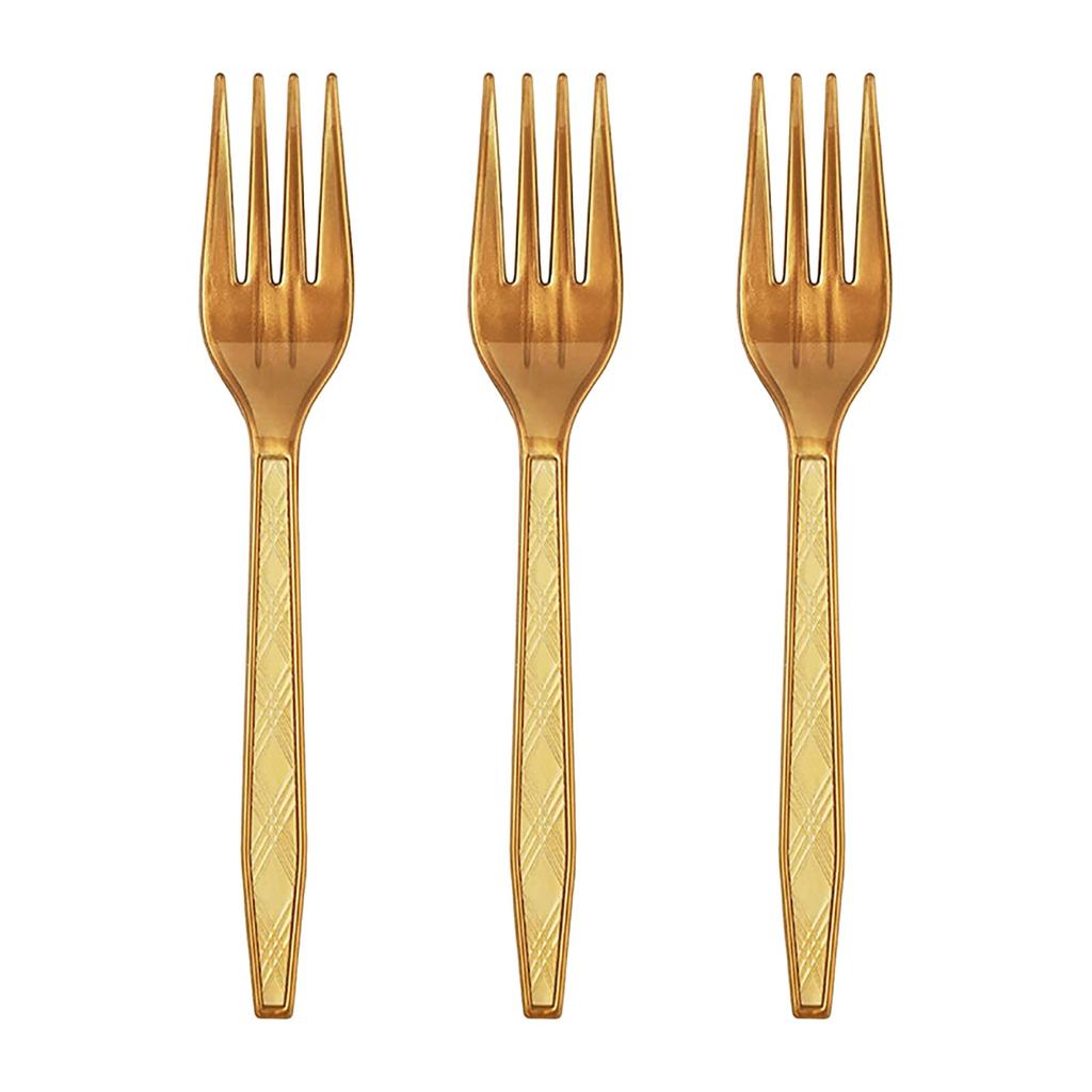 Disposable Plastic Gold Colored Birthday Party Fork