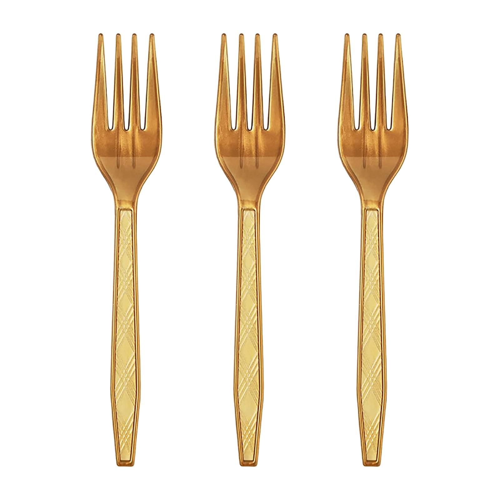 

Disposable Plastic Gold Colored Birthday Party Fork One Size золотий