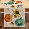 Thanksgiving Party Table Runner Pumpkin Sunflower Print Stain-Proof Reusable Table Protection Decoration Hotel Prom Banquet Table Runner