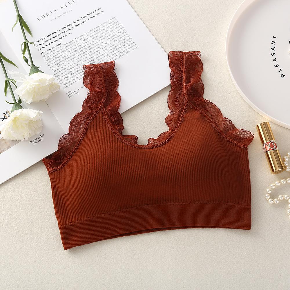 Björn Fe Spets Rygglös Yoga Cami: Damtrådlös sport-BH & Väst