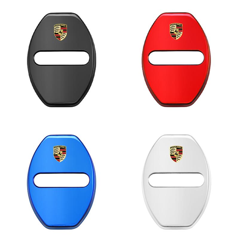 

4Pcs Car Accessories Decorat Protecte Door Lock Cover For Porsche Cayenne Panamera Macan 911 718 Taycan Boxster Cayman 918 Pajun Black