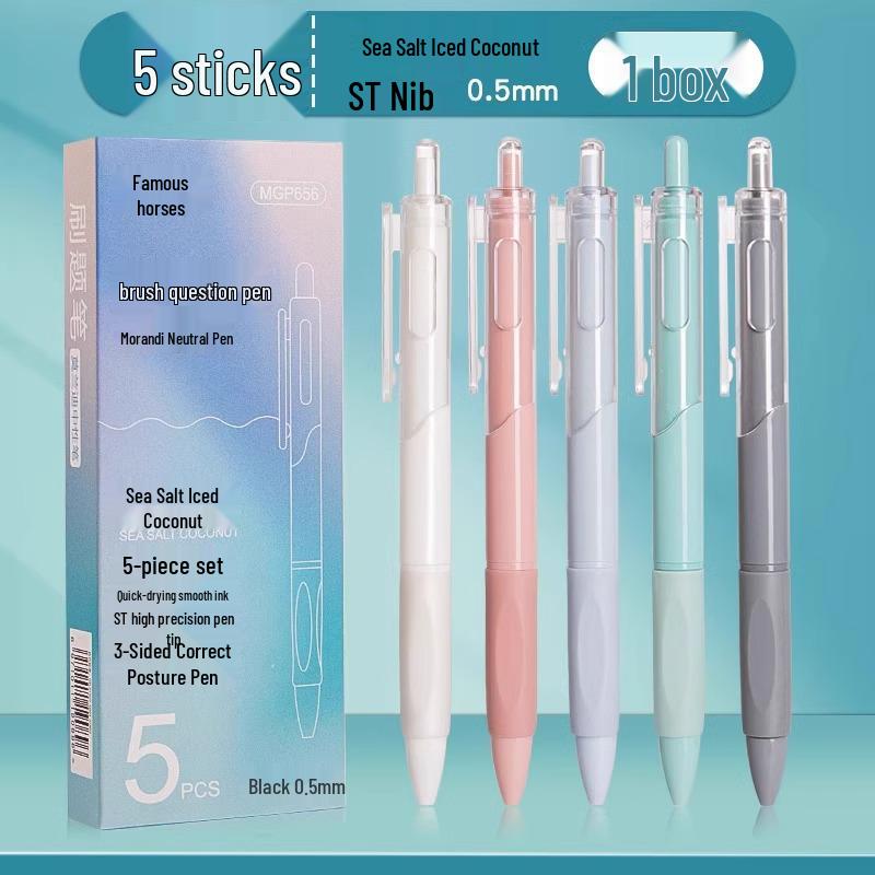 Smooth Quick-Dry 0.5mm Clickable Gel Pen – Black, ST Nib, Water-Based for Students