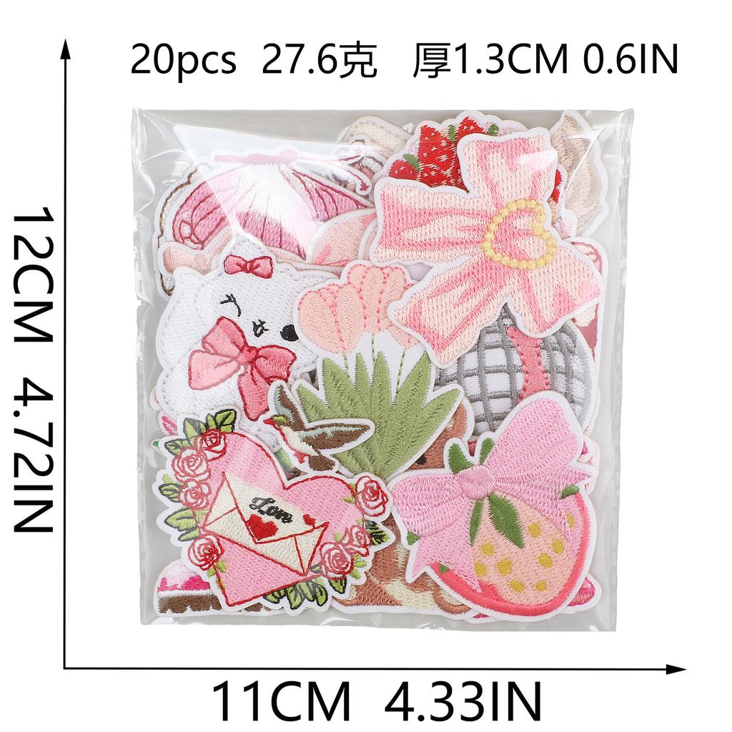 Love Letter Embroidery Cloth Sticker Pink Couple Clothing Decorative Patch Sticker Bow Bear Computer Embroidery Label Heat Transfer
