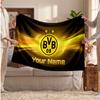 Borussia Dortmund Personalisierte Fleecedecke Mit Fußballlogo, Individueller Name Text Weiche Warme Wohndecke