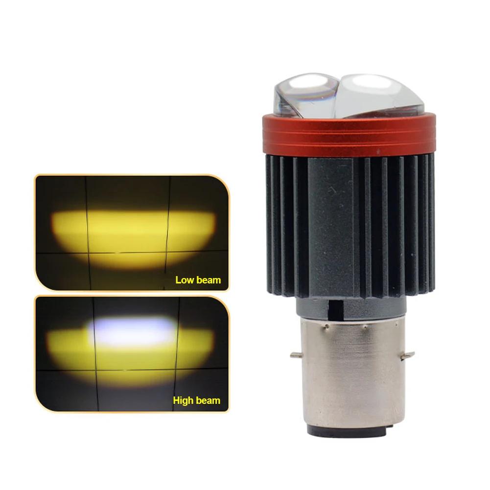 Motorcycle BA20D LED Headlight Dual-Lens Projector Headlamp Scooter Motorbike Spotlight Bulb DRL Hi/Lo Beam Bulbs for E-Bike ATV