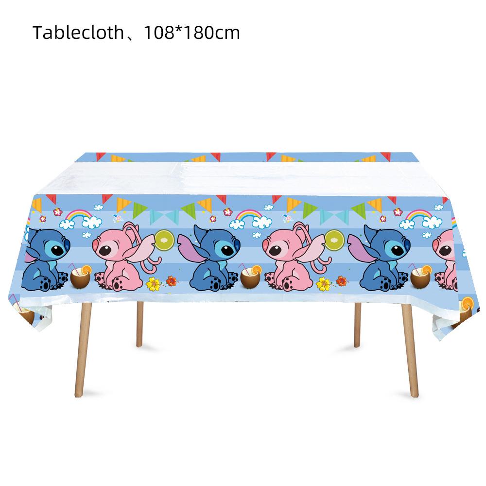 52Pcs Stitch Party Tableware Includes Napkins Plates Tablecloth Cup Banner