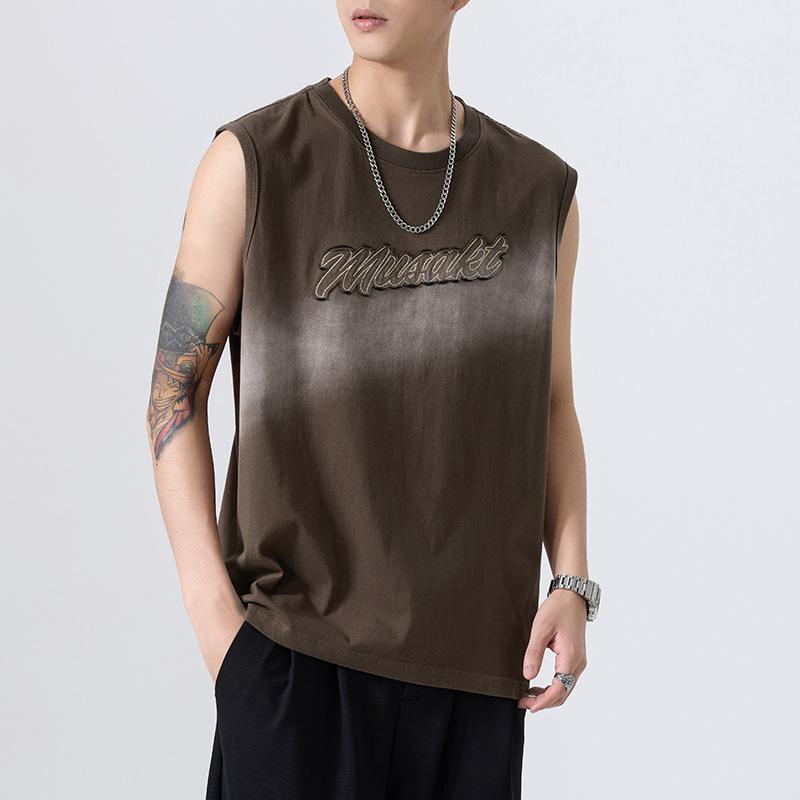 

Американский спортивный жилет с высокой улицы, мужской летний новый без рукавов, свободная толстовка большого размера 4XL