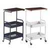 3 Tier Slim Storage Cart Mobile Trolley on Wheel Top Small Table Slide Out Organizer Rolling