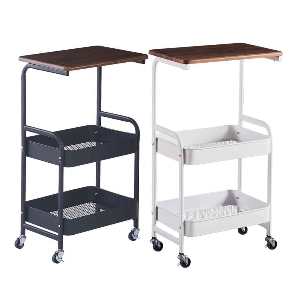 3 Tier Slim Storage Cart Mobile Trolley on Wheel Top Small Table Slide Out Organizer Rolling