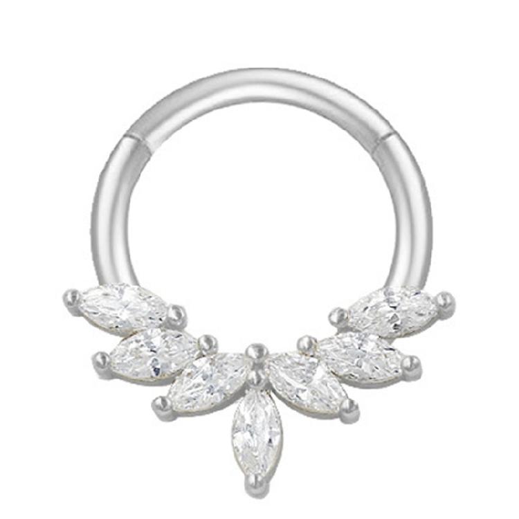 Kristall-Nasen-Clicker Handgefertigt Silberfarben Septum-Ring Edelstahl Piercing-Accessoire für Ohr und Knorpel