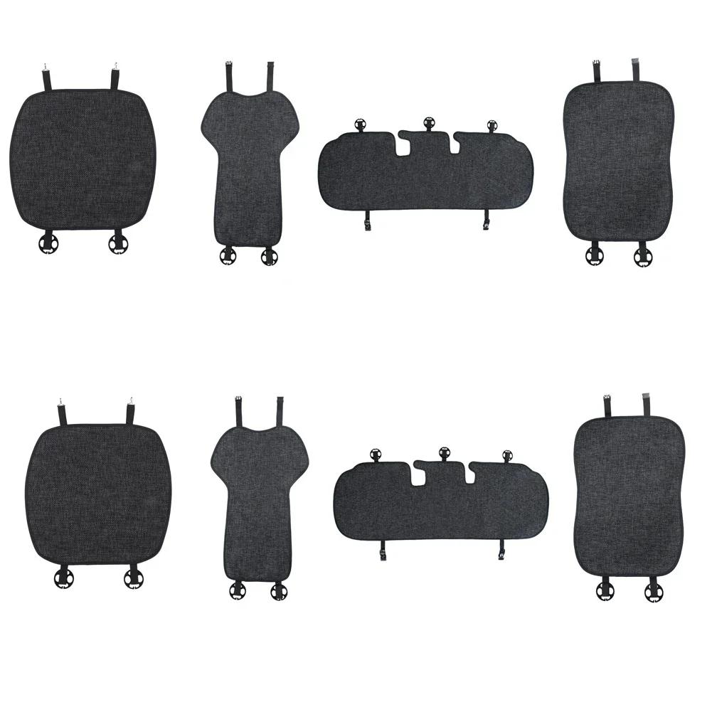 Flax Seat Pad Cover For Tesla Model 3 Model Y Breathable Comfortable Non-slip Car Front Drivers Passenger Rear Seatback Cushion