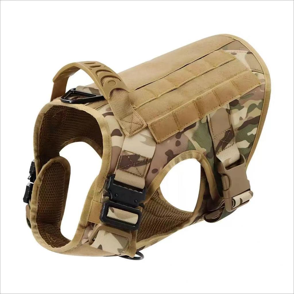 Tactical Leash and Harness Set, Nylon, for Large Dogs, Including a Dog Vest and a Pet Chest and Neck Collar