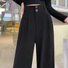 Women's High-Waisted Black Wide-Leg Pants for Petite & Pear-Shaped Figures