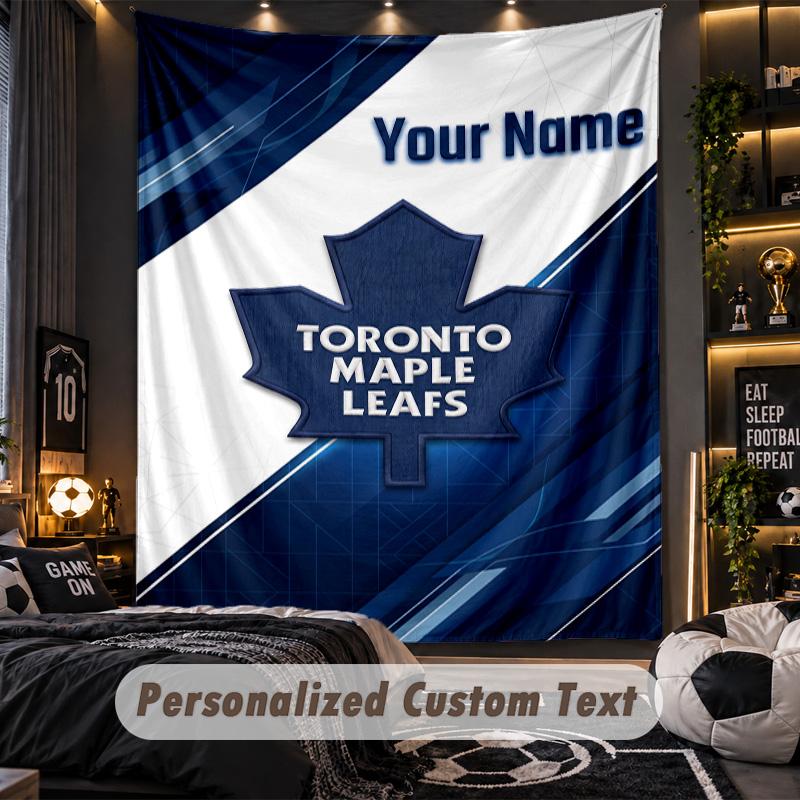 TapestryToronto Maple Leafs Custom Name Text Personalized Wall Hanging Tapestry Home Wall Decor