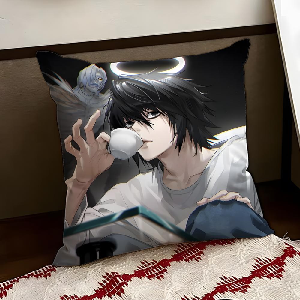 Anime DDeath NNote Cushion Cover Reversible Soft Durable Pillow Cover Home Car MultiScene Use for Daily Comfort