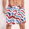 Men Swim Trunks Drawstring Waist 3D Star Print Quick Dry Board Shorts with Mesh and Side Pockets