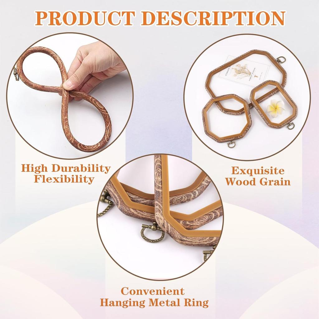 Embroidery&Cross Stitch Frames for Display,9Pcs Circle/Oval/Rectangle/Octagonal Embroidery Hoops,Circular&Oval Frames for Embroidery Perfect for