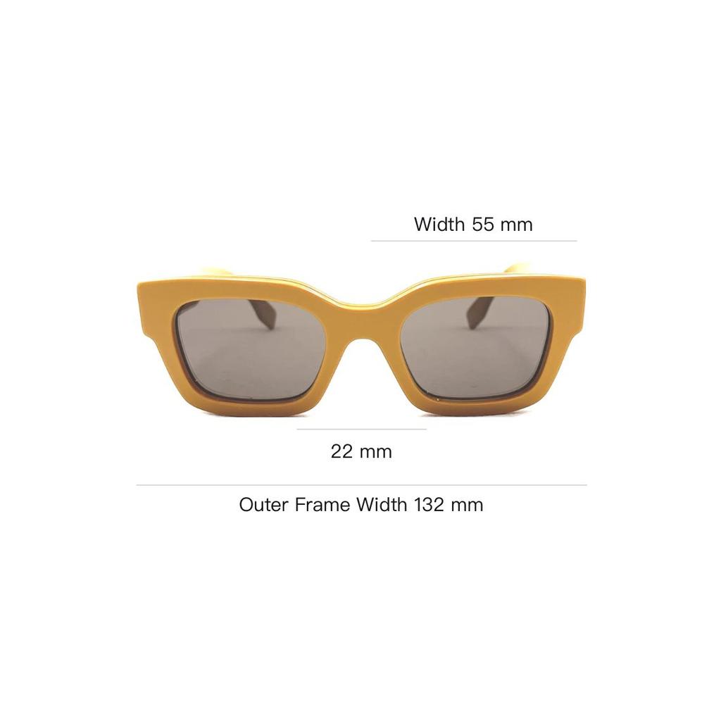 Fendi Logo Acetate Irregular Frame Sunglasses Women sunglasses Yellow FE40119I39E