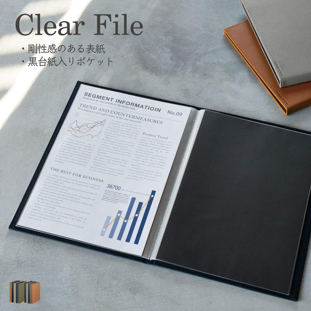 Kingjim KING JIM Clear File Leather Fest Faux Leather 20 Pocket A4 Vertical Black 1931LU-BK