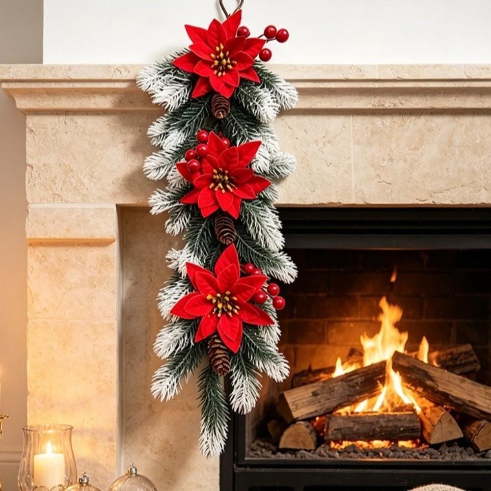Plastic Artificial Christmas Wreath Realistic Lifelike Christmas Wreath Ornaments Creative Simulated Christmas Snow Twig