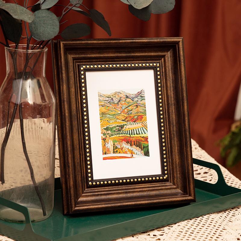 Vintage 6/7/10 Inch Antique Picture Frames Imitation Wood Photo Frame Nightstand Desk Decoration Ornaments Rustic Home Decoratio