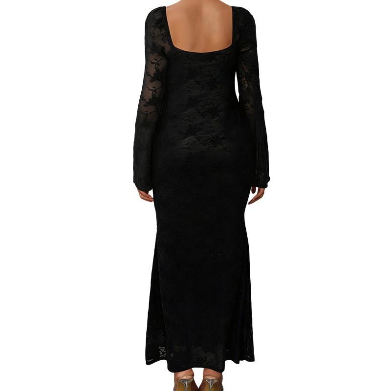 Maternity Dress Fall Winter Flared Sleeve Fitted Elegant Gown