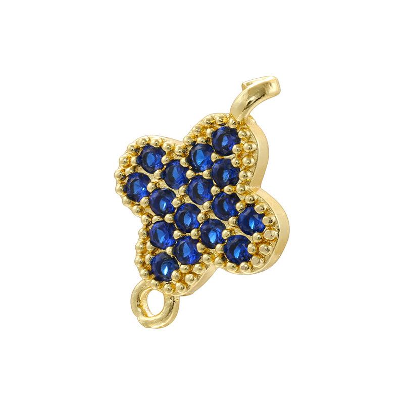 Light Luxury Copper Inlaid With Colored Diamonds Four-Leaf Clover Double Hanging Hole Hand Diy Bracelet Necklace Flower Connection Accessories Vs573