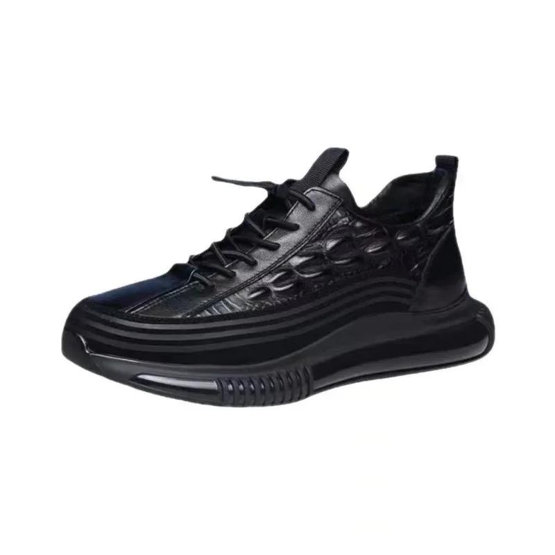 Erkek Ayakkabı Kalın Yaka Rahat Trend Ayakkabı Timsah Desen Moda Hafif Spor Ayakkabı Zapatillas De Hombre