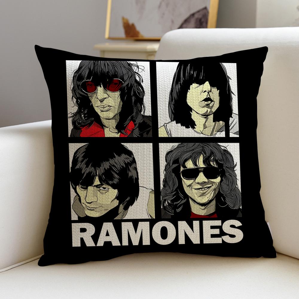 Punk RRamonesS Cushion Cover Breathable and skinfriendly linen pillowcase square removable and washable cushion