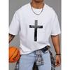 White T Shirt With Cross Cityscape Print For Casual Wear