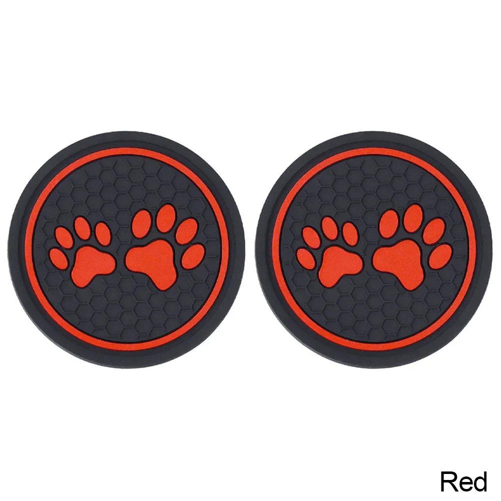 2Pcs Non-slip Car Water Cup Pad Cat Paw Footprint Rubber Mat for Bottle Holder Coaster Auto Interior Anti-skid Cup Holders