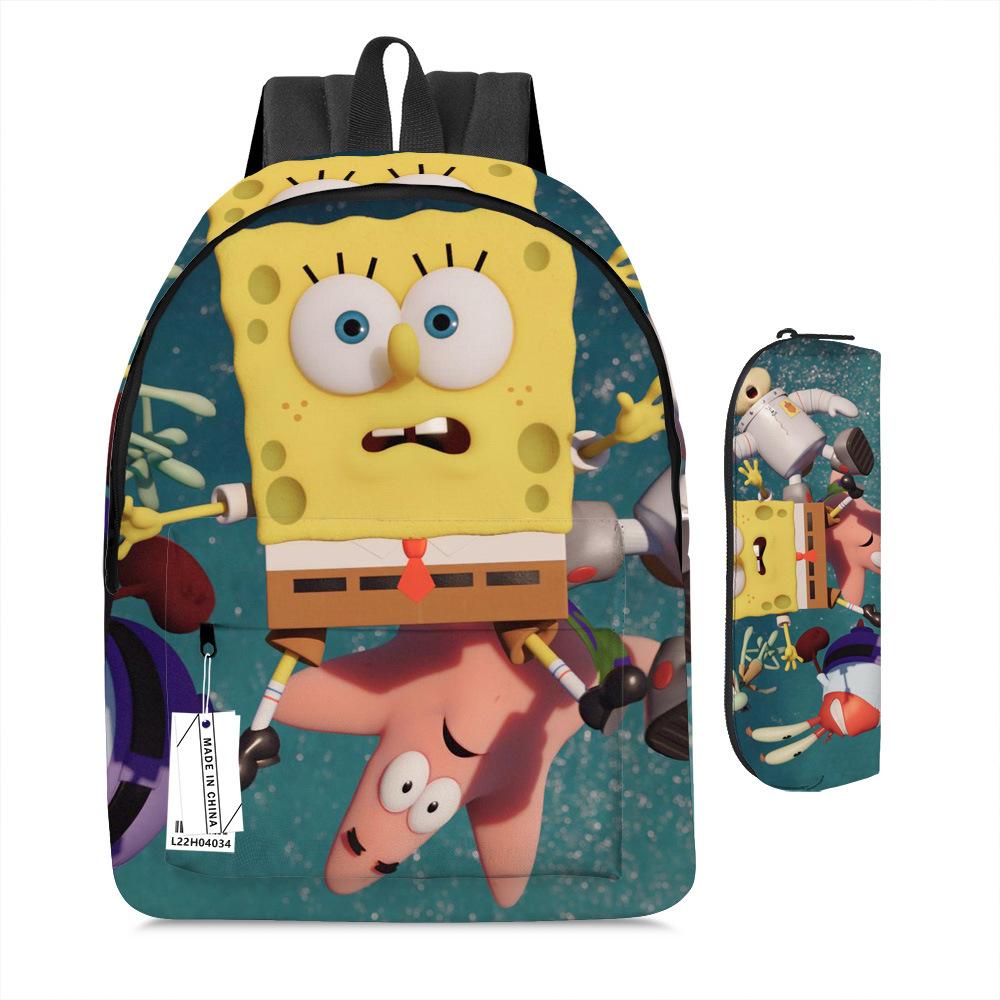 Spongebob Squarepants Children'S School Bag Male And Female Students Backpack Kindergarten Cute Cartoon Backpack Pencil Bag