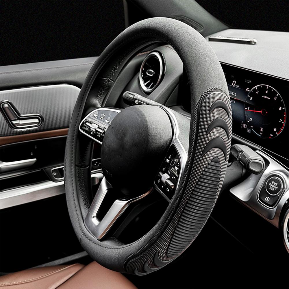 38cm Round Car Anti-slip Steering Wheel Decorative Cover Comfortable Breathable Rubber Inner Ring Steering Wheel Accessories kit