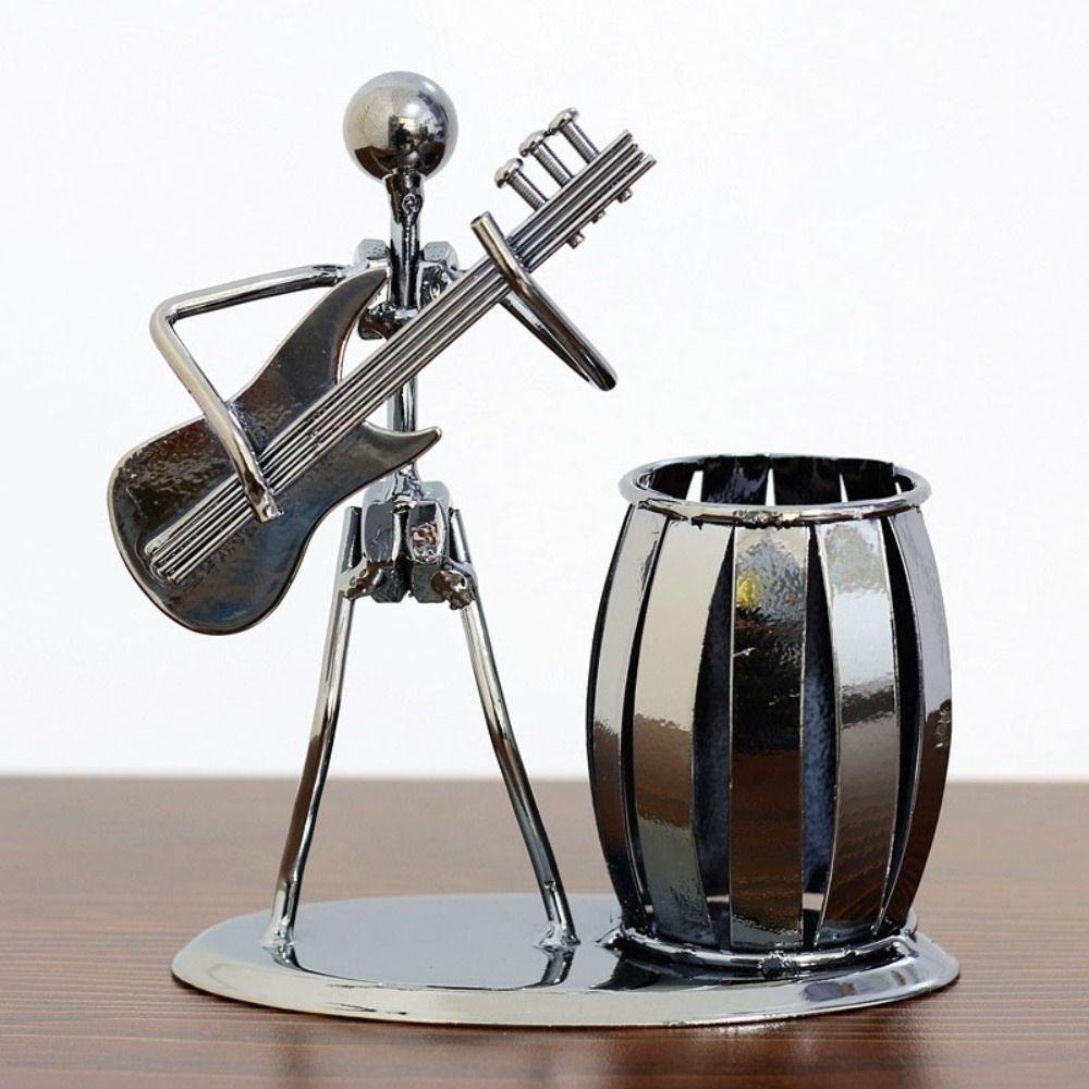 Tabletop Decoration Guitar Rocker Pen Holder Metal Band Pen Organizer Desktop Pen Holder  Home
