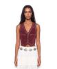 Murra Women'S Studded Leather Vest _ Burgundy