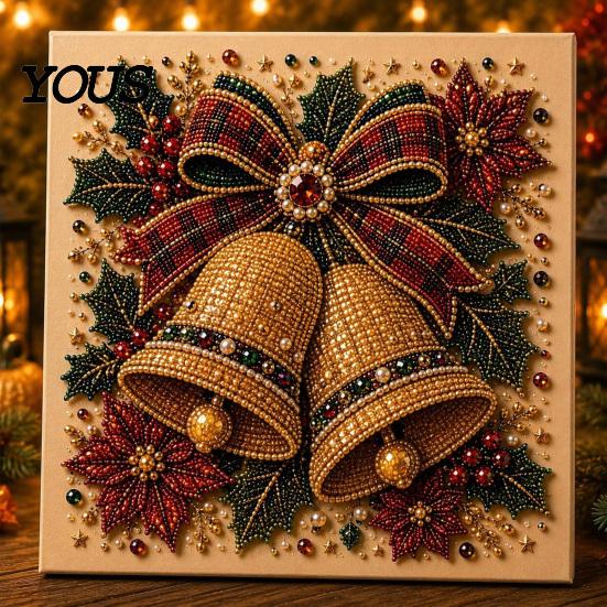 Creative Christmas Gifts for Adults Faux Pearl Art Kit, 20x20cm Xmas Painting DIY Wall Decor Making Kit Sparkling 3D Diamond Craft Adults, Festive