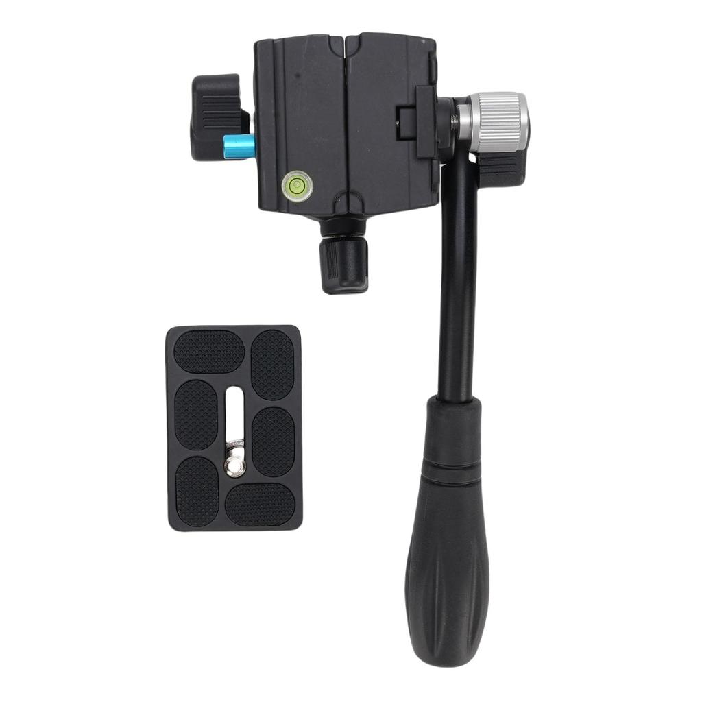 Tripod Fluid Head 360 degrees Panorama Aluminum Alloy Video Tripod Head with Steel Handle 3 8in Bottom Screw Hole 5kg