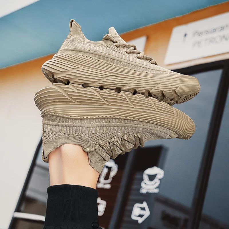 Men's Breathable Flying Woven Shoes Summer Platform Increase Shoes Men's Fashion Running Shoes Men's Casual